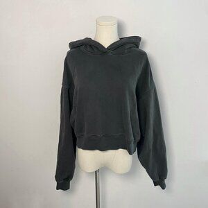 Agolde Mari Cropped Hoodie In Washed Charcoal | Women’s Size Medium